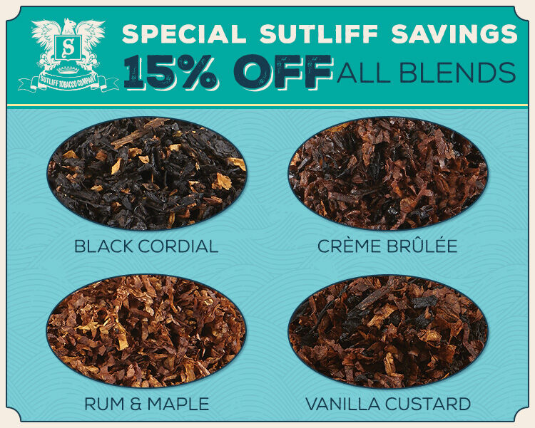 Save 15% off ANY sized bag of Sutliff pipe tobacco HERE! 