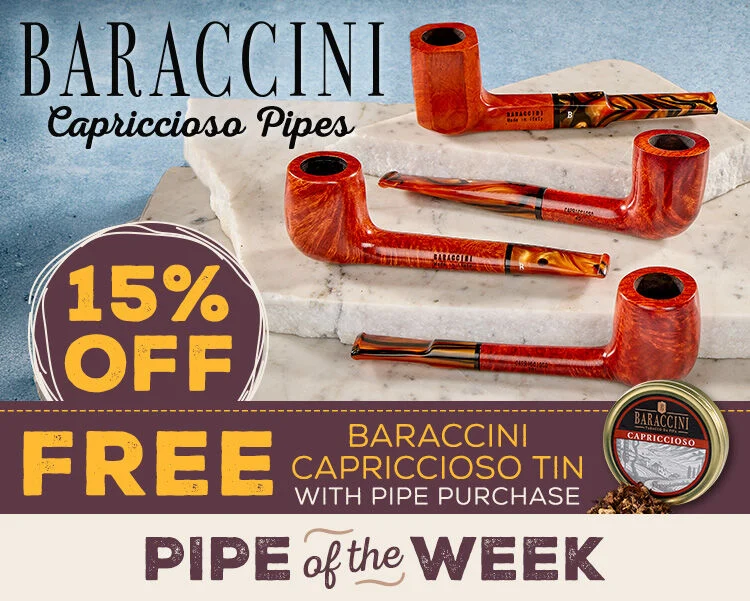 Save 15% off Baraccini Capriccioso Pipes & GET A FREE TIN