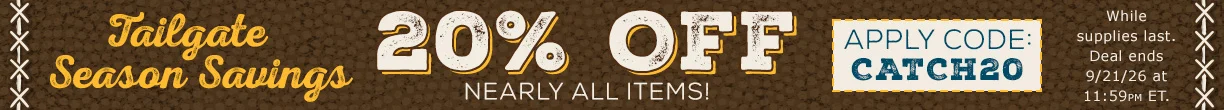 Apply code: CATCH20 to save 20% off nearly all items all weekend long! Deal Expires 9/21/26