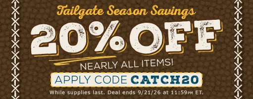 Apply code: CATCH20 to save 20% off nearly all items all weekend long! Deal Expires 9/21/26